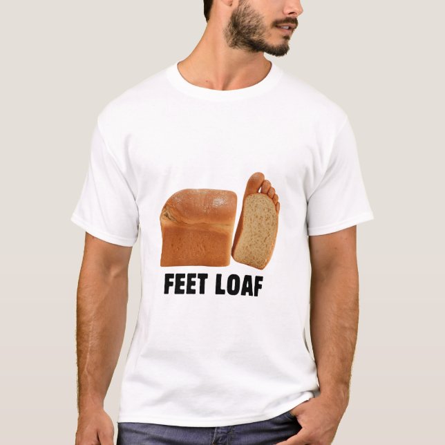 Feet Loaf Design Logo Brainrot Bread Black Text T-Shirt (Front)