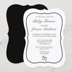 Feet Modern Minimalist White Baby Shower Invitation