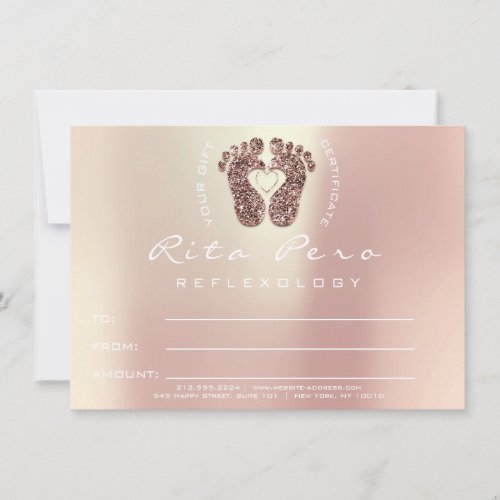 Feet Rose Gold Reflexology Certificate Gift Copper