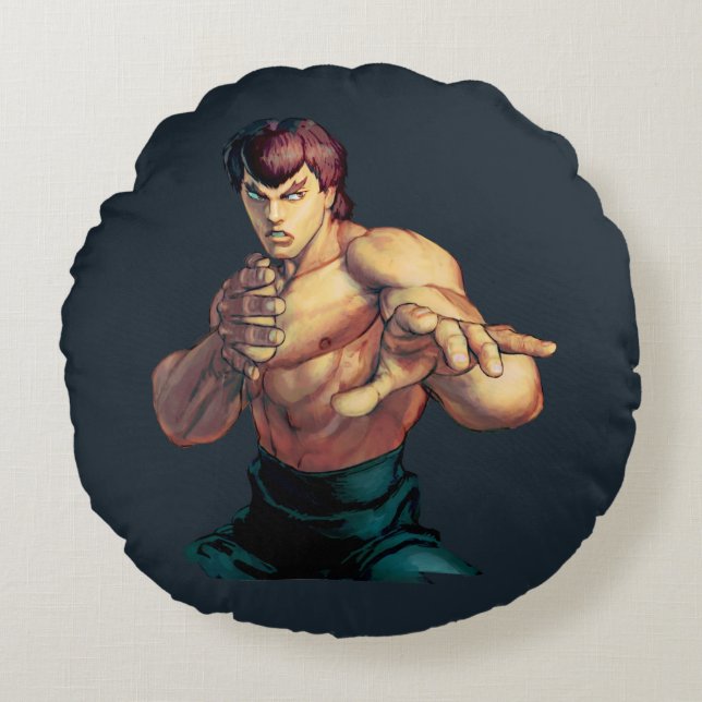 Fei Long Hands Raised Round Pillow (Front)