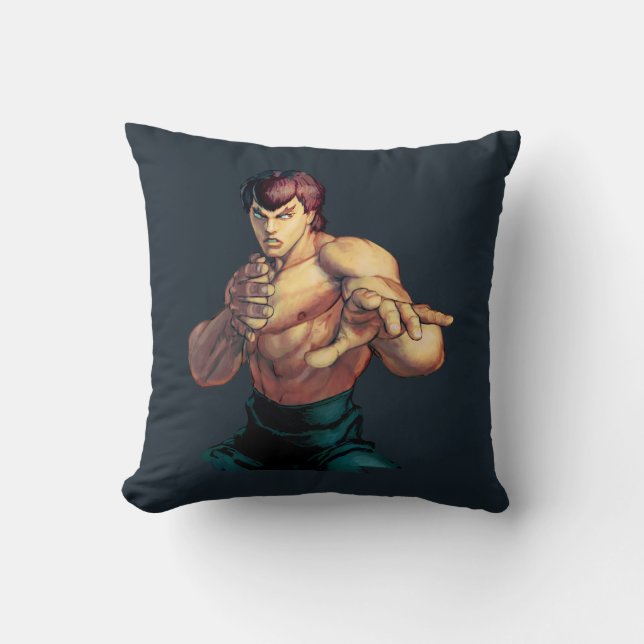 Fei Long Hands Raised Throw Pillow (Front)
