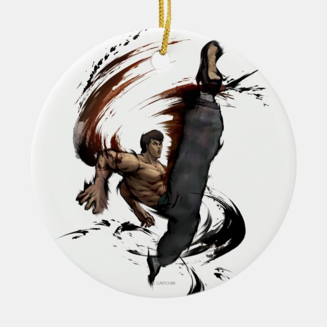 Fei Long High Kick Ceramic Ornament (Front)