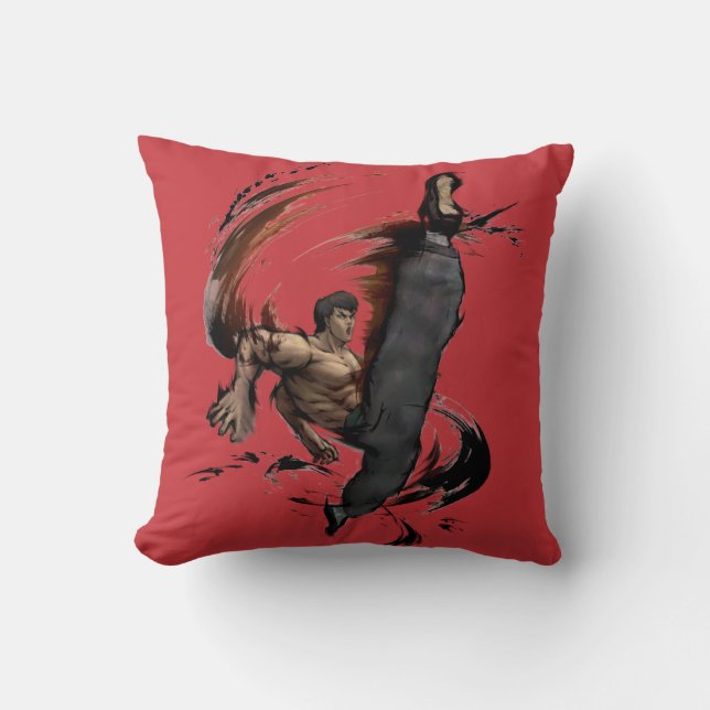 Fei Long High Kick Throw Pillow (Front)