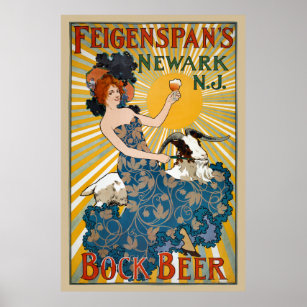 Feigenspan's Bock Beer Vintage Poster 1890s