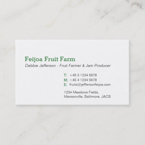 Feijoa fruit farmer  jam maker business cards