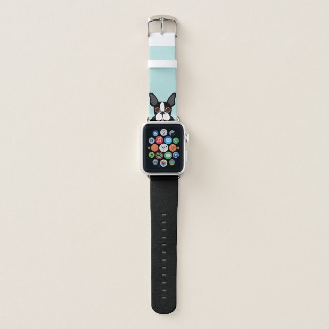 Feisty and Bold Boston Terrier Pet Puppy Dog Apple Watch Band (Front)