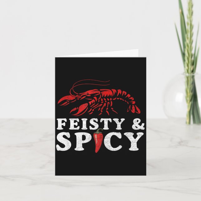 Feisty And Scy Funny Crawfish Boil Cute Mardi Gras Card (Front)