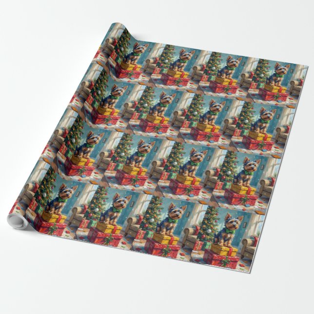 Feisty Australian Terrier King of Christmas Gifts  Wrapping Paper (Unrolled)