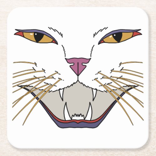 Feisty Cat Lover Square Paper Coaster