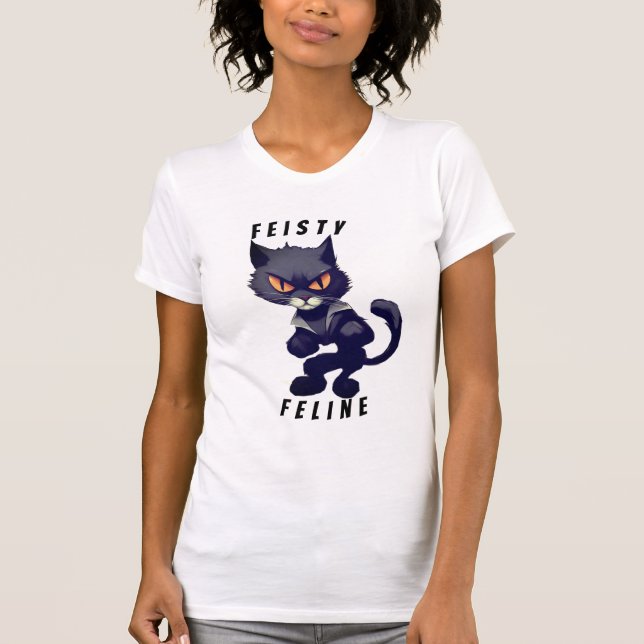 Feisty Feline Superhero Funny Crazy Cat T-Shirt (Front)