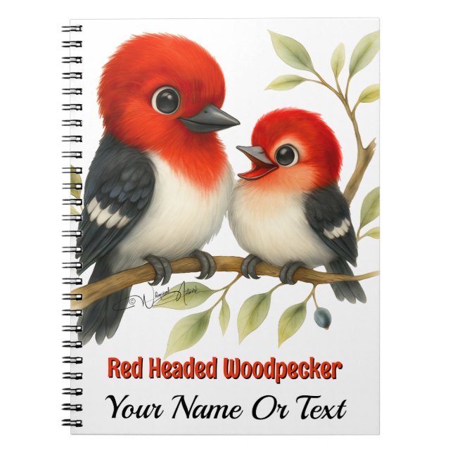Feisty Red-headed Woodpecker Notebook (Front)