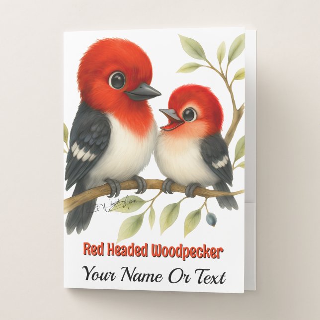 Feisty Red-headed Woodpecker Pocket Folder (Front)
