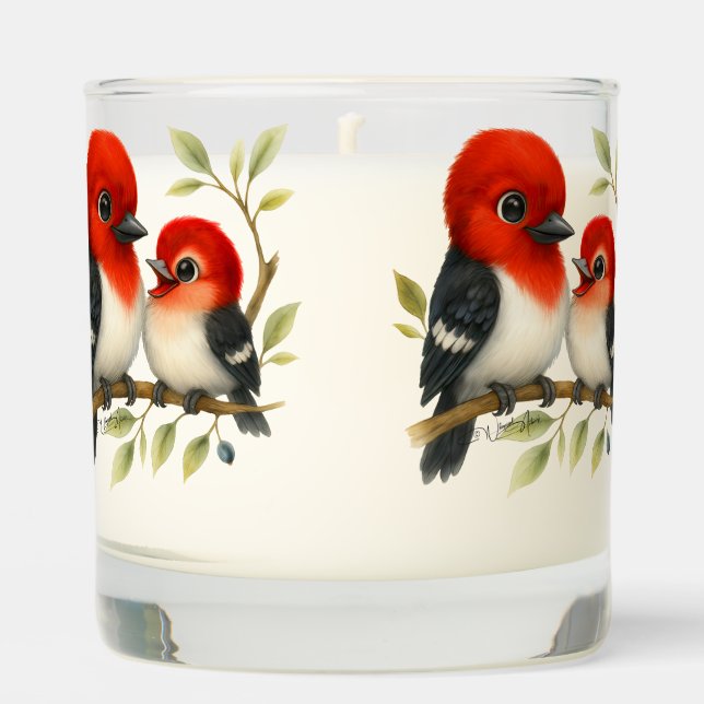 Feisty Red-headed Woodpecker Scented Candle (Front)