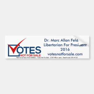Feldman For President - 2016 Libertarian Bumper Sticker