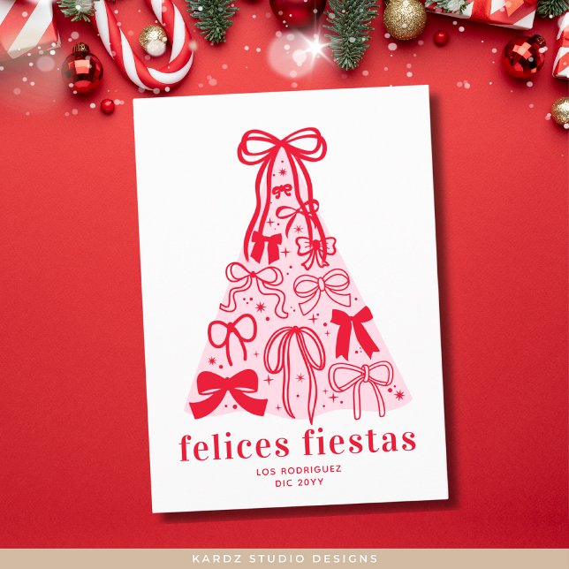 Felices Fiestas Modern Holiday Card (Front of card shown in 5 x 7 inches. Choose corner and paper style, or digital download)