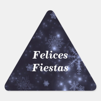Felices Fiestas Snowflakes Midnight Blue Stickers