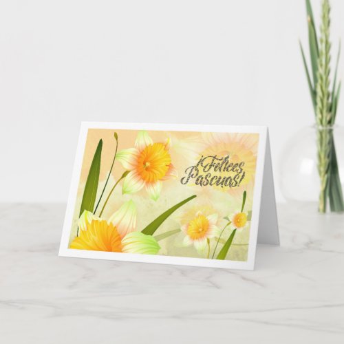 Felices Pascuas Daffodil Easter Card in Spanish