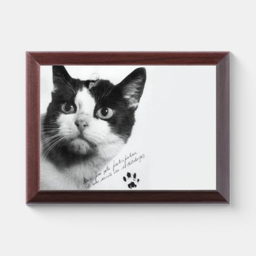 Flicette The First Cat in Space Award Plaque