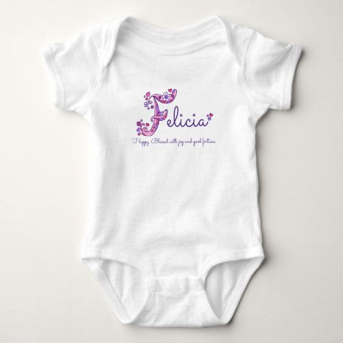 Felicia girls name  meaning F monogram art Baby Bodysuit