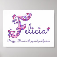 Felicia initial F doodle heart art name meaning