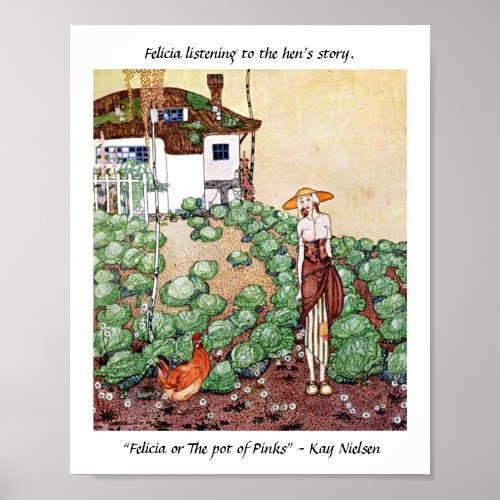 Felicia listening to the hens story Kay Nielsen Poster