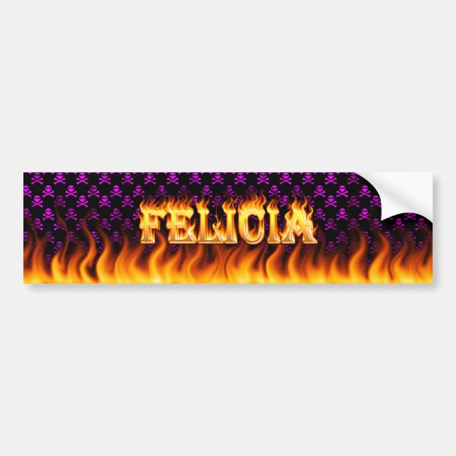 Felicia real fire and flames bumper sticker design (Front)