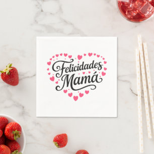 Felicidades Mamá Happy Mother's Day Calligraphy Napkins