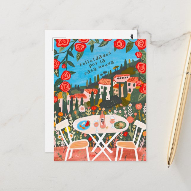 Felicidades Por Nueva Casa Countryside Views  Postcard (Front/Back In Situ)