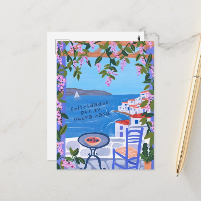 Felicidades Por Nueva Casa Sea Views Art Postcard (Front/Back In Situ)