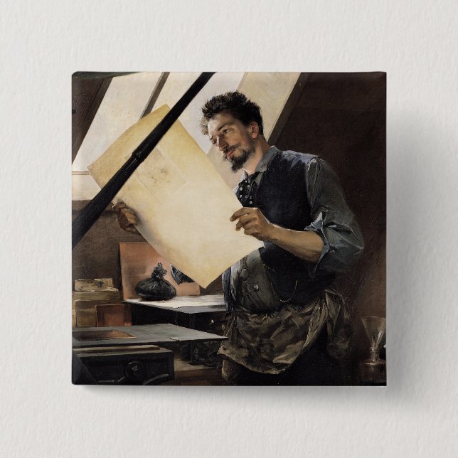 Felicien Rops  in his studio Pinback Button (Front)