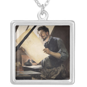 Felicien Rops in his studio Silver Plated Necklace
