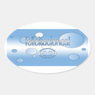 Felicitaciones! Argentina Flag Colors Pop Art Oval Sticker