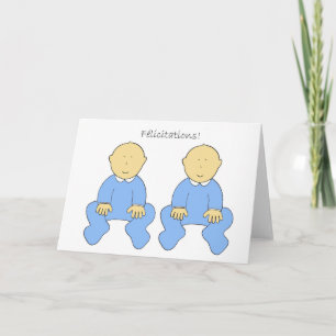 Félicitations Congratulations French Twin Boys Card