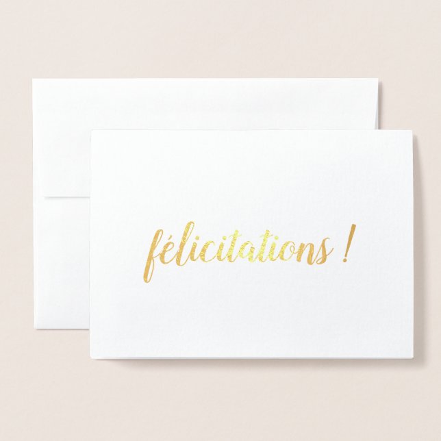 Félicitations French Congratulations Brush Script Foil Card (Front With Envelope)