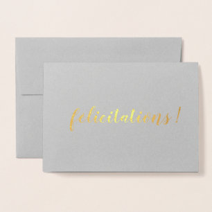 Félicitations French Congratulations Brush Script Foil Card