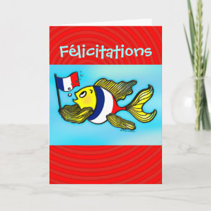 FÉLICITATIONS French Flag Fish funny greeting card