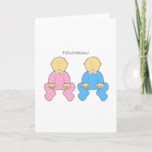 Félicitations  French Twins Boy and Girl Card