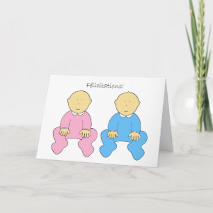 Félicitations French Twins Congratulations Card