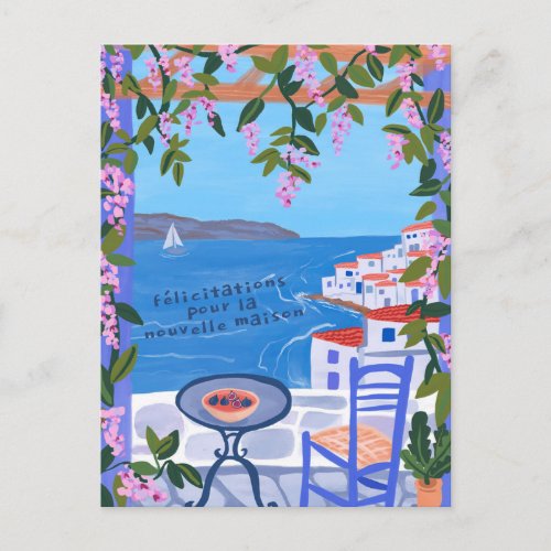 Felicitations pour Nouvelle Maison Sea Views Art Postcard