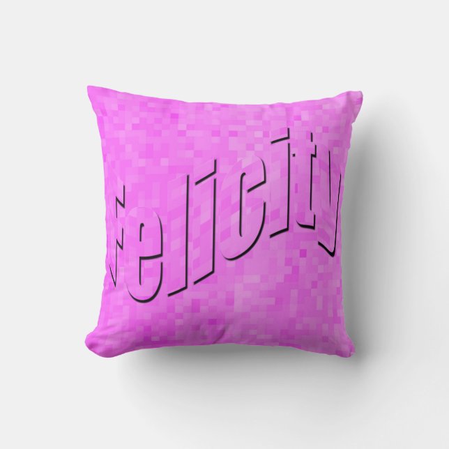 Felicity,  Girls Name, Logo On Pink, Throw Pillow (Front)