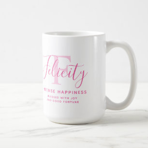 Felicity name meaning monogram pink text coffee mug