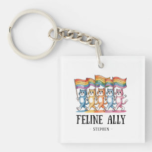 Feline Ally – Rainbow Cat LGBTQ Pride Keychain