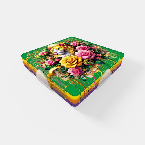 Feline Amidst a Vibrant Floral Bloom Coaster Set