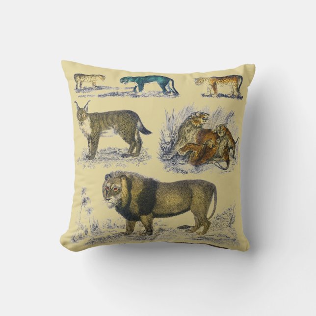 Feline Animals Throw Pillow (Front)