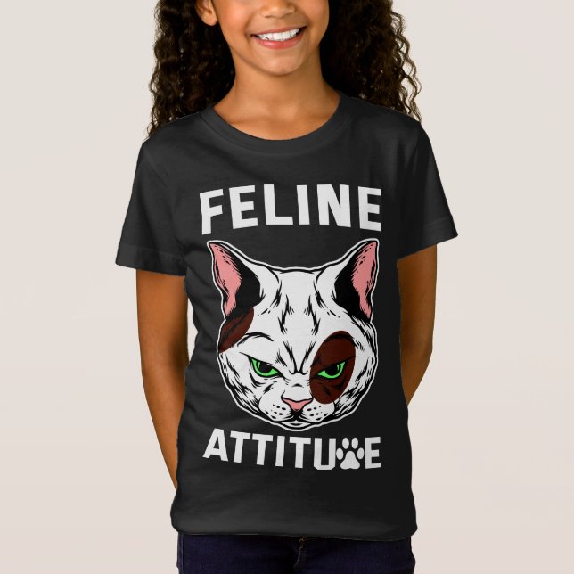 Feline Attitude Cat Mood Pet Character T-Shirt (Front)