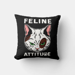Feline Attitude Cat Mood Pet Character Throw Pillow