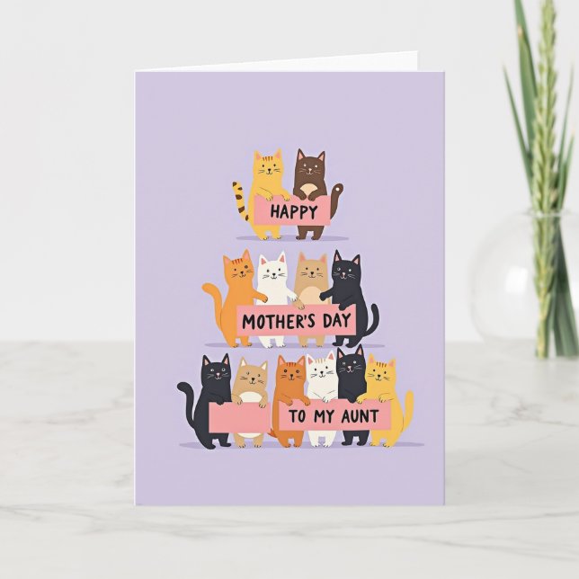 Feline Aunts Day Pyramid Card (Front)