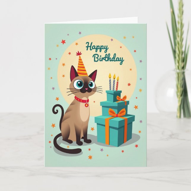 Feline Birthday Celebration Card (Front)