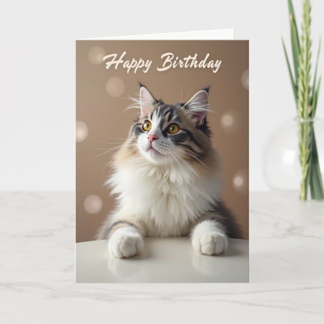 Feline Birthday Portrait Card (Front)