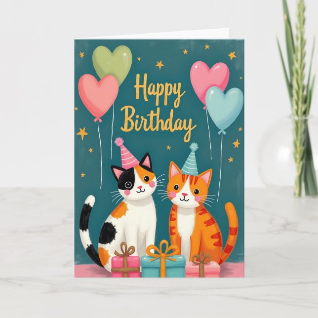 Feline Birthday Wishes Card (Front)